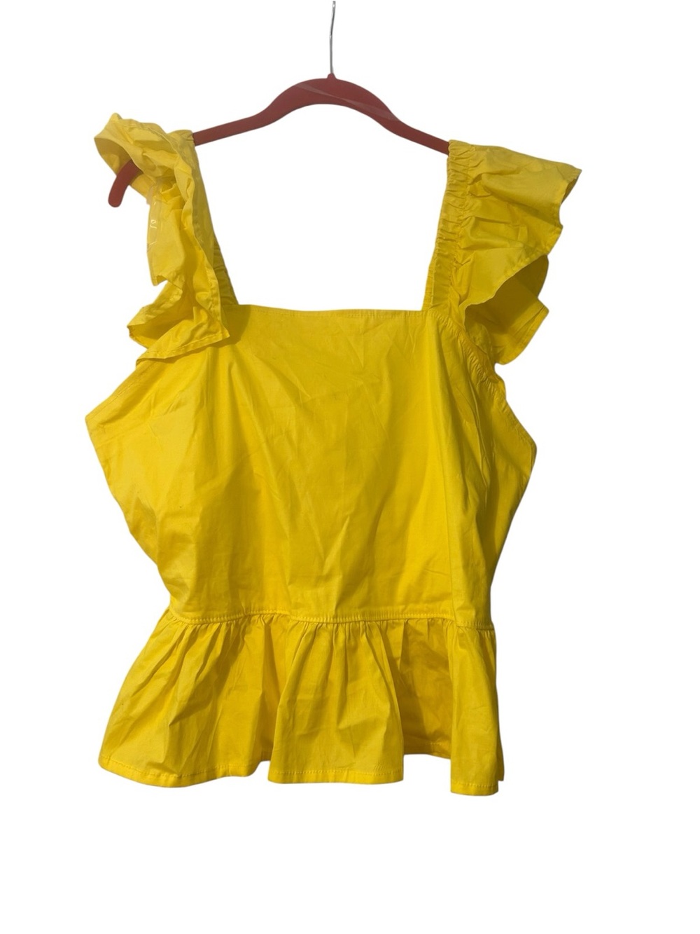 NWT Who's That Girl? yellow open back peplum blouse Size L